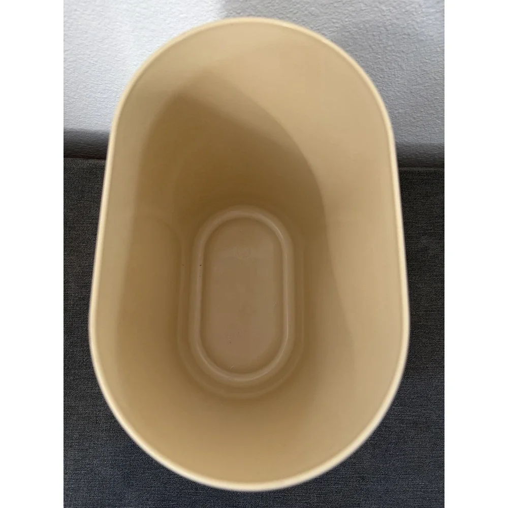 Rubbermaid Wastebasket Almond Oval Swirl Contour Plastic Trash Can Vtg 80s